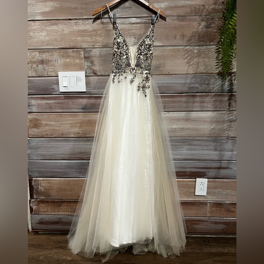 Blondie Nights by Stacy Skylar Beaded Full Length Gown